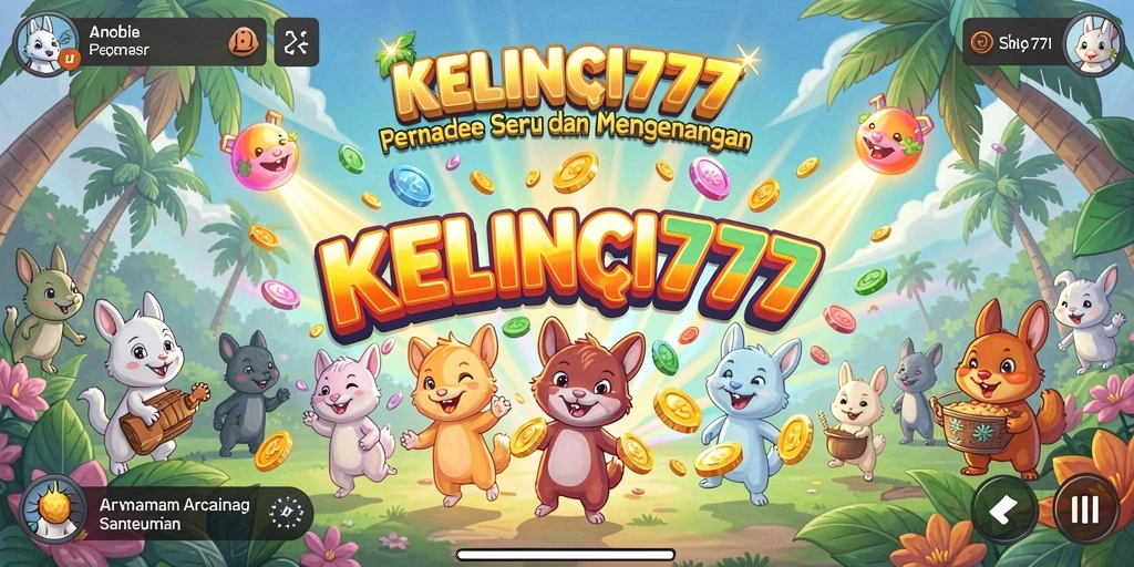 Screenshot KELINCI777 menampilkan kelinci melompat melewati rintangan dalam level yang penuh warna.
