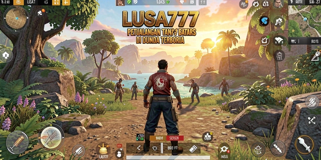 Screenshot utama LUSA777 dengan visual dunia terbuka yang luas.