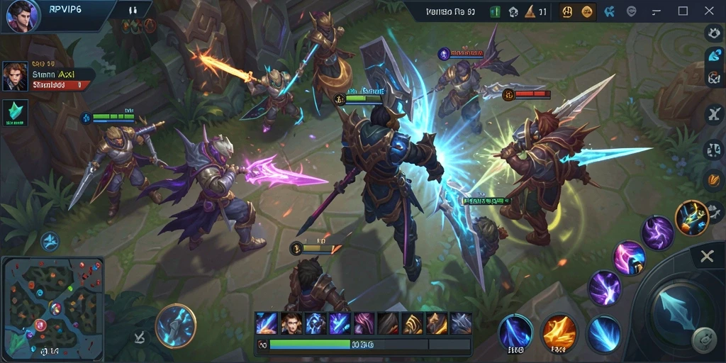 Screenshot gameplay RPVIP6 menunjukkan aksi seru pertempuran MOBA.