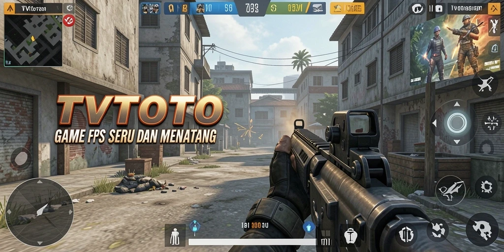 Screenshot gameplay <strong>TVTOTO</strong> menampilkan aksi menembak yang seru dan grafis mendalam.