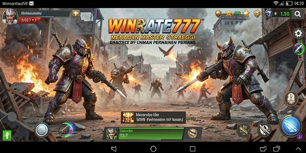 Screenshot gameplay WINRATE777 yang menunjukkan pertempuran strategi yang epik.